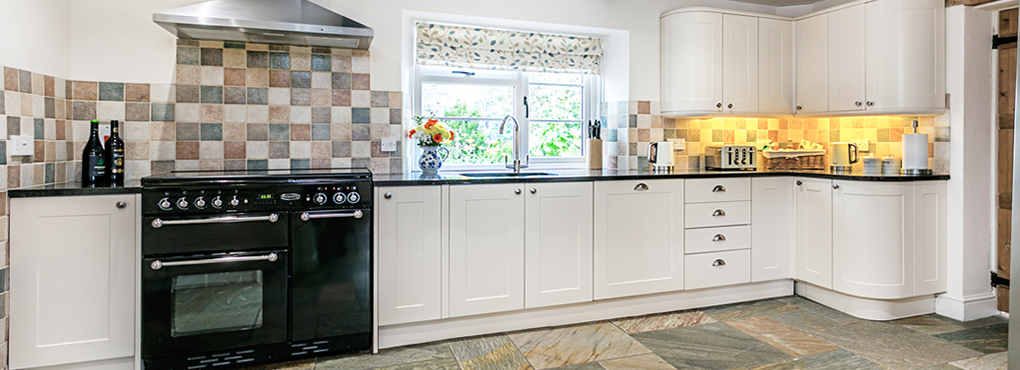 Modern kitchen with slate floors